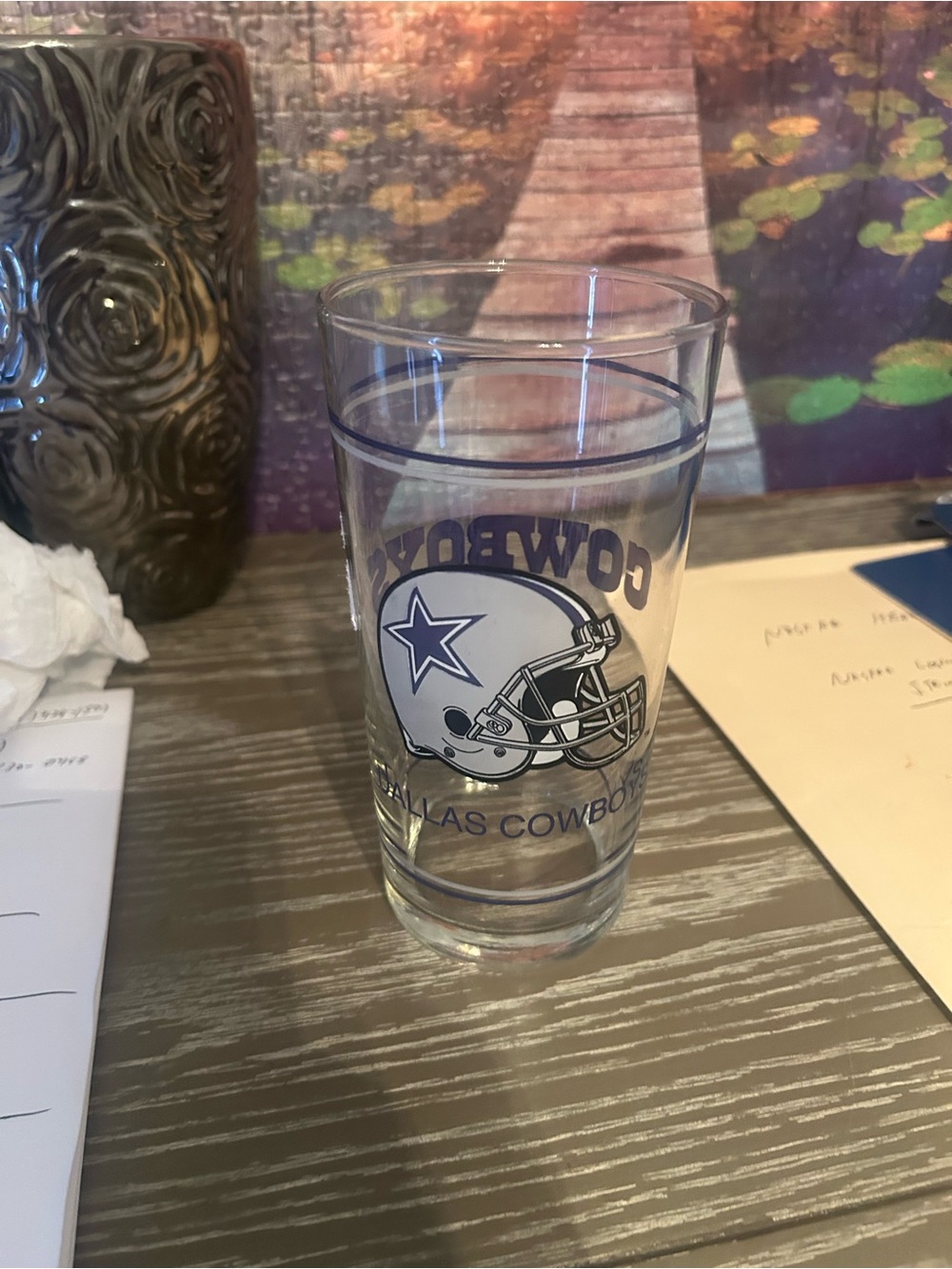 NFL Dallas Cowboys Clear Glass with Navy Helmet Graphic